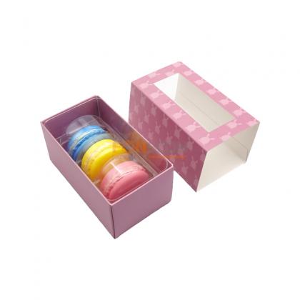 3 macaron paper box with window