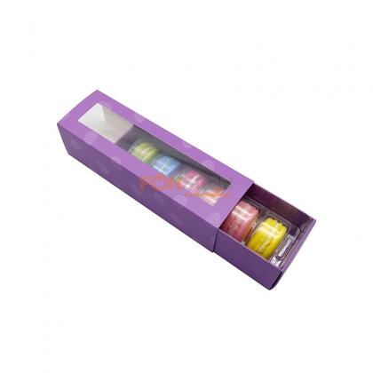 6 macaron paper gift box with window