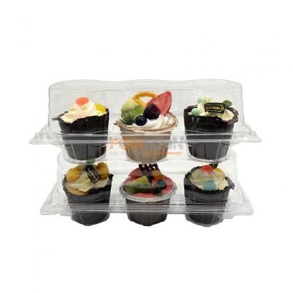 3 cupcakes clear plastic container
