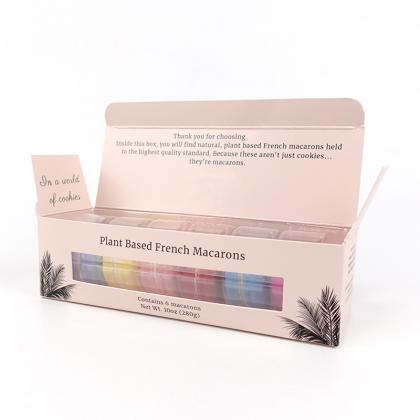 6 macarons paper packaging box with window
