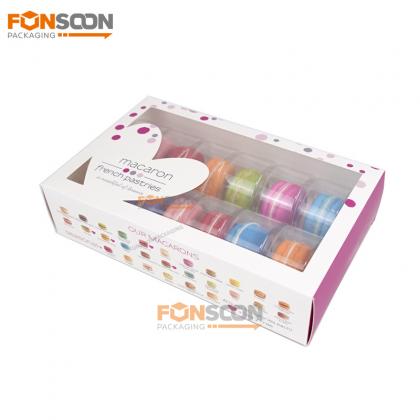 12 macaron paper box with heart shape window