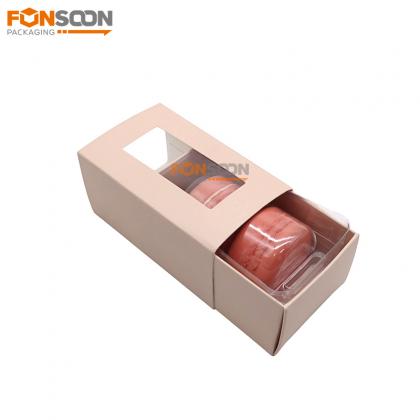 2 macarons Paper drawer box with window